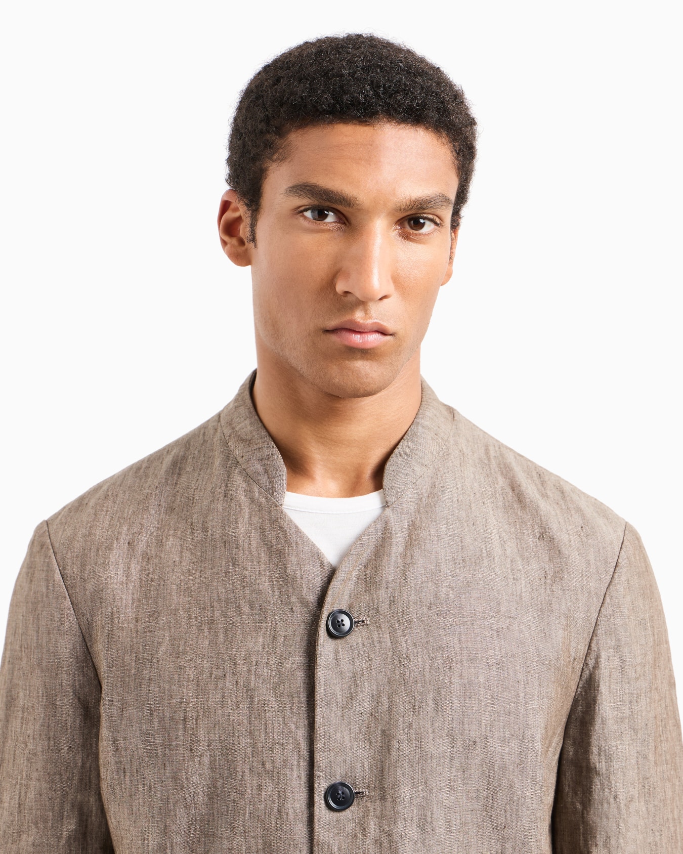 Single-breasted jacket in faded linen chambray Slide 5