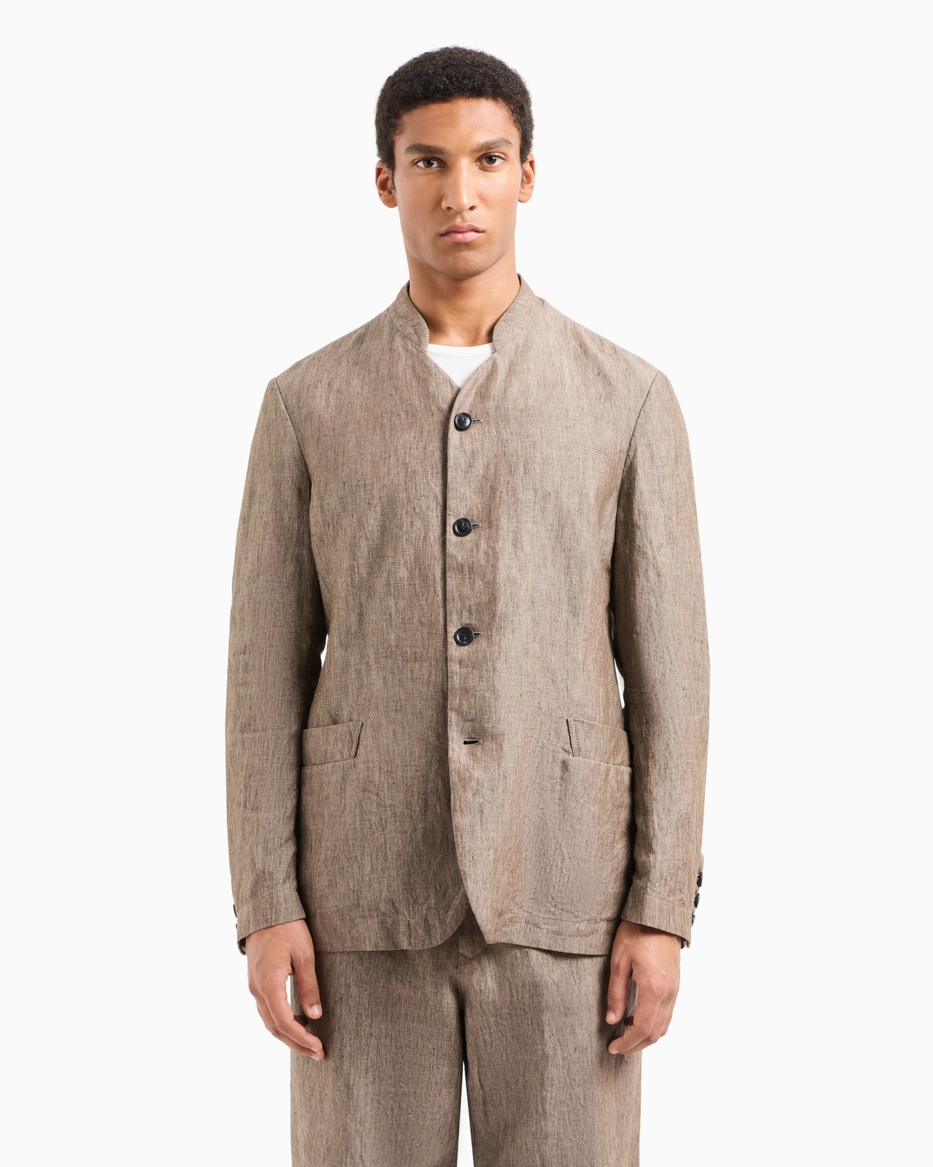 Single-breasted jacket in faded linen chambray Slide 4