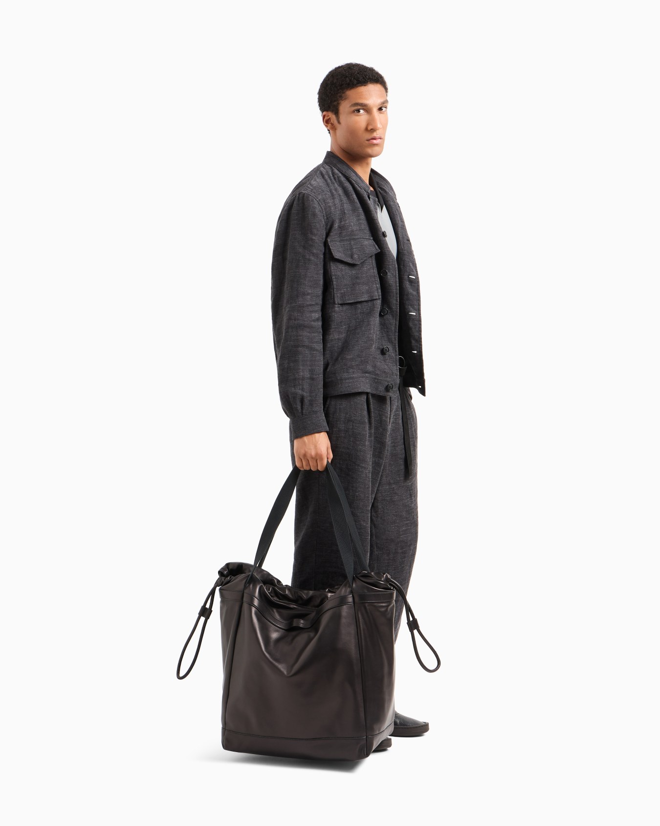 Nappa-leather shopper bag with shoulder strap Slide 6
