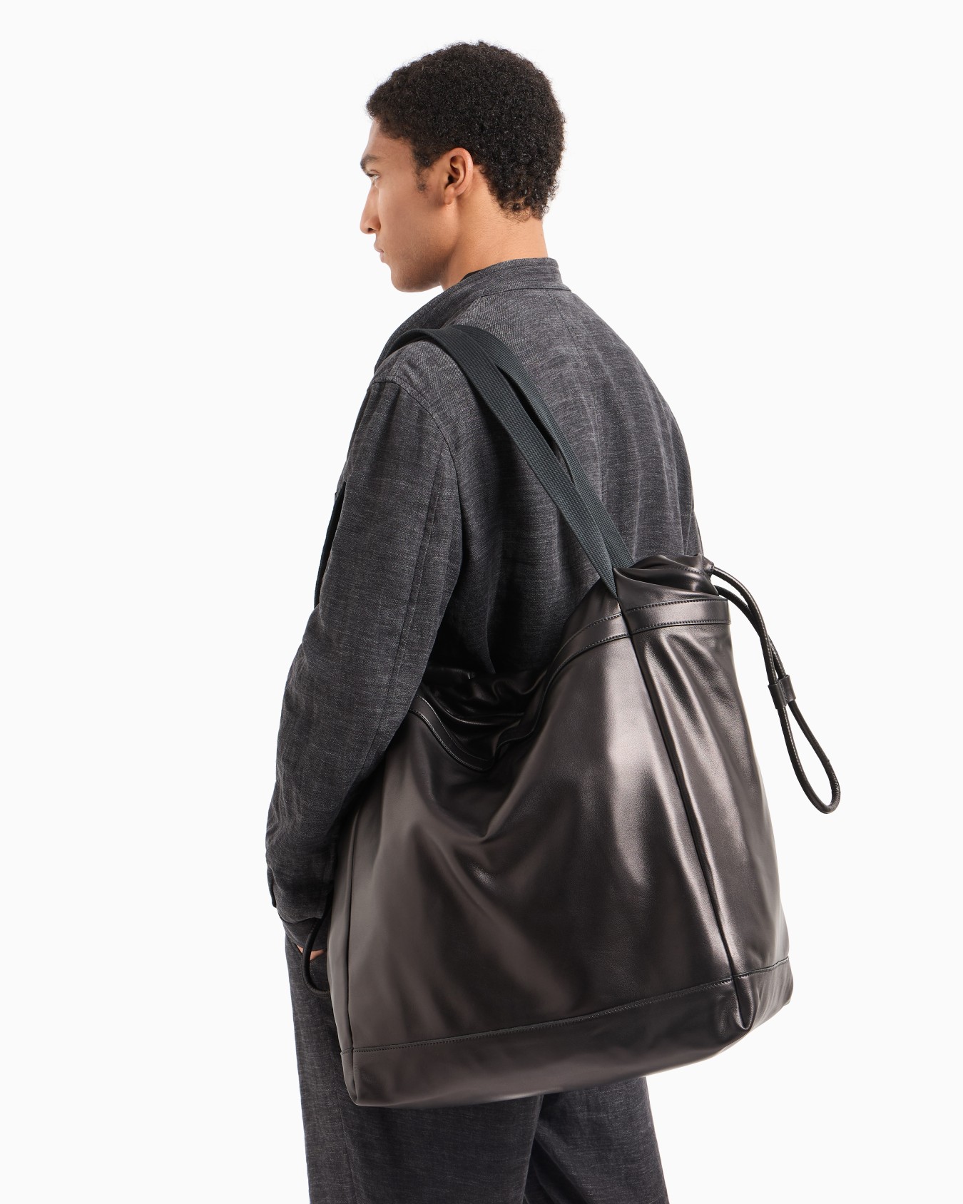 Nappa-leather shopper bag with shoulder strap Slide 7