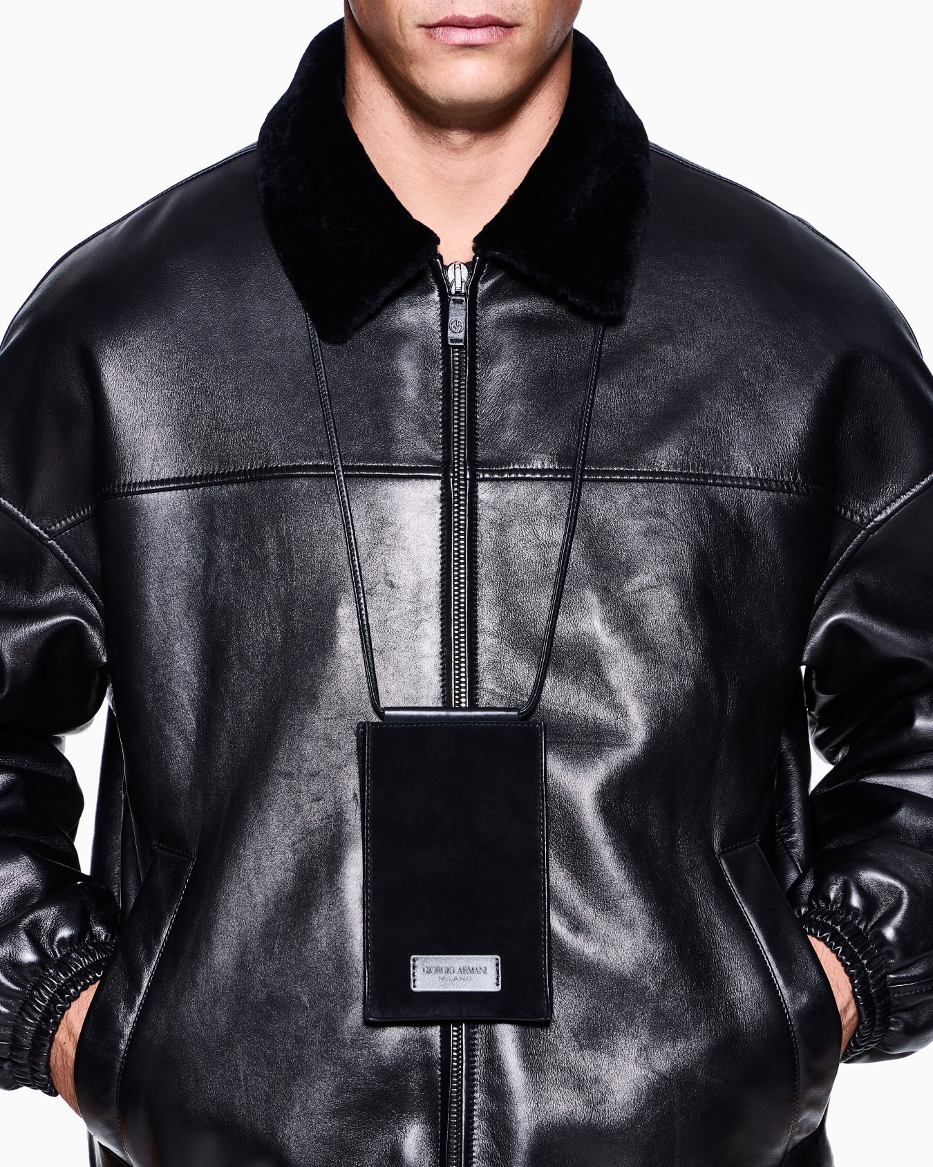 Calfskin and suede mobile phone holder Slide 5