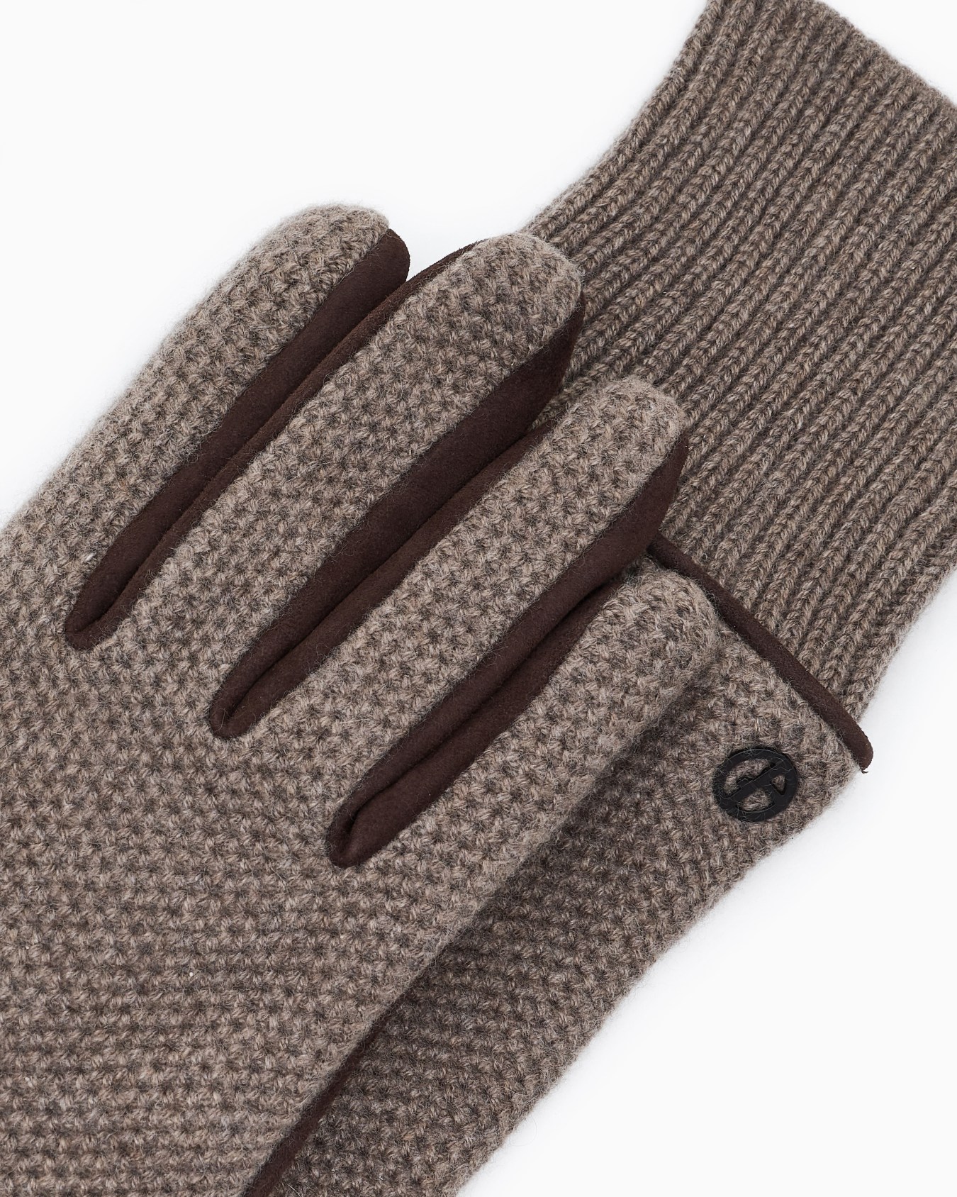 Cashmere gloves with leather detail Diapositiva 1