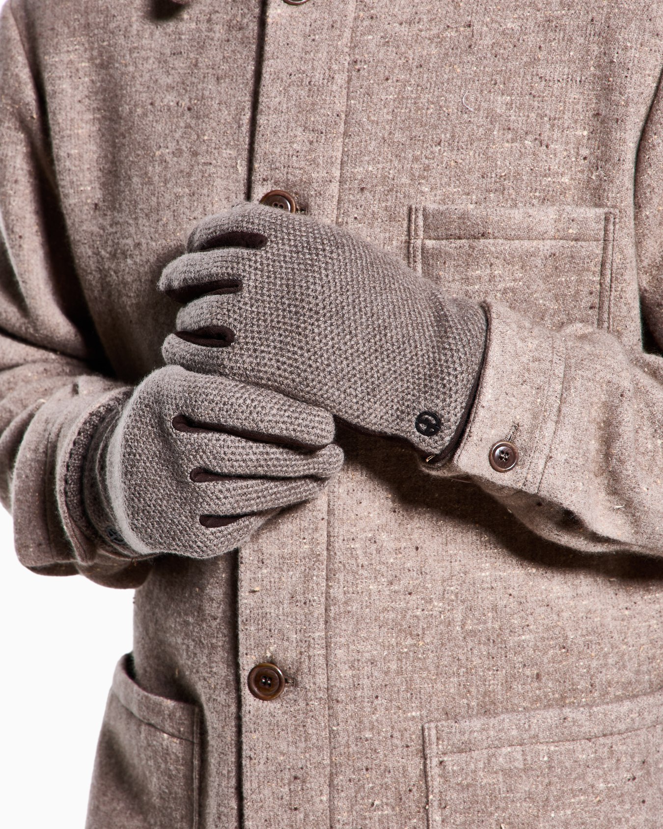 Cashmere gloves with leather detail Diapositiva 2