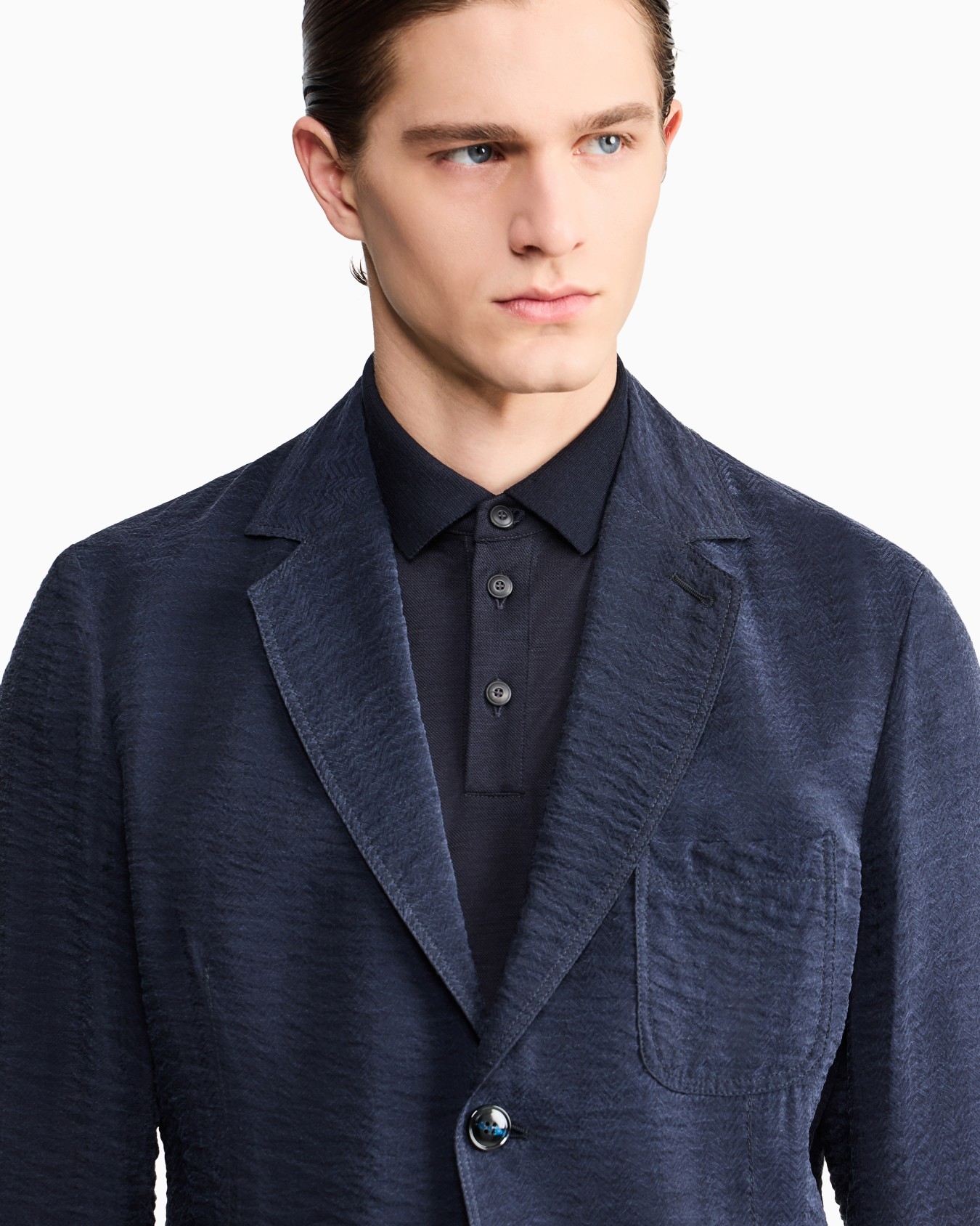 Single-breasted jacket in jacquard cupro Slide 7