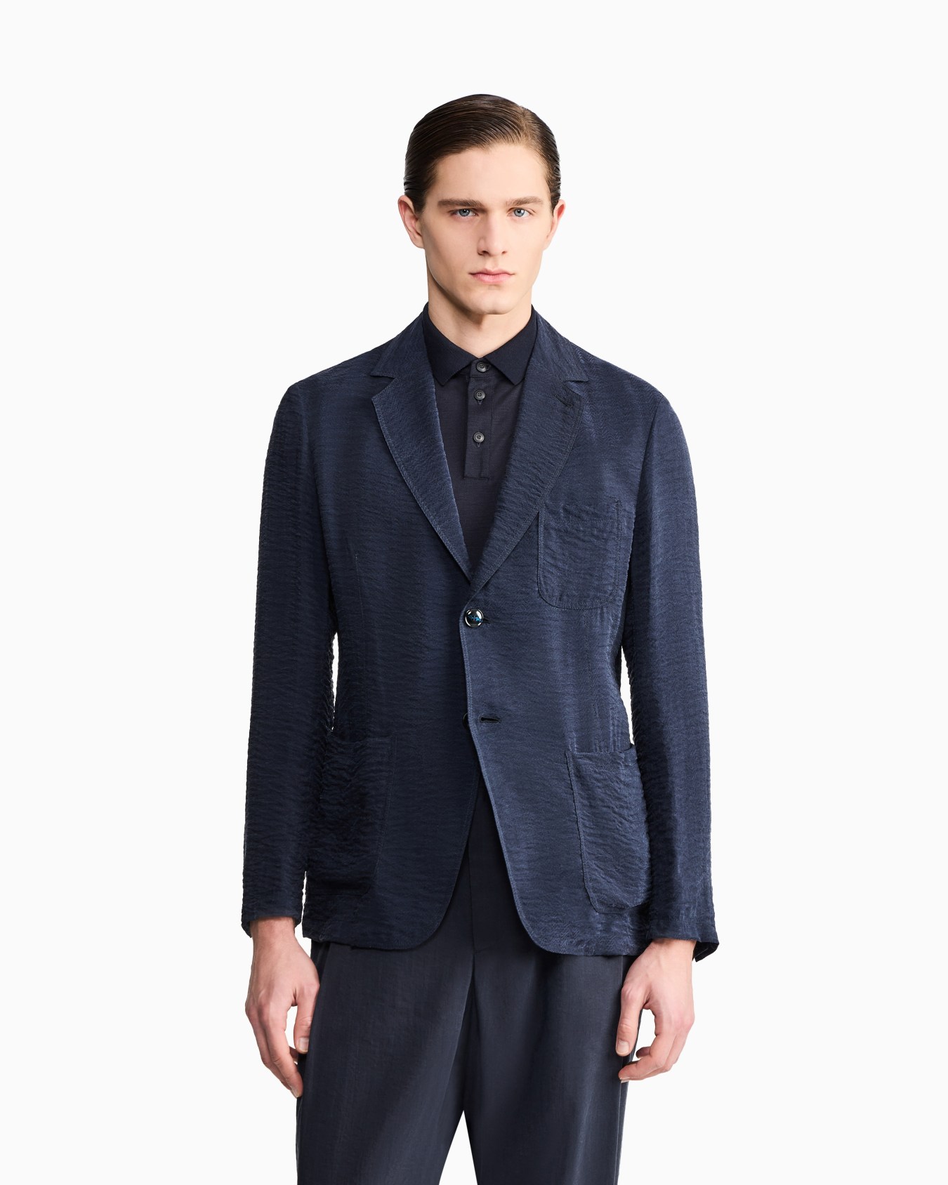 Single-breasted jacket in jacquard cupro Slide 4