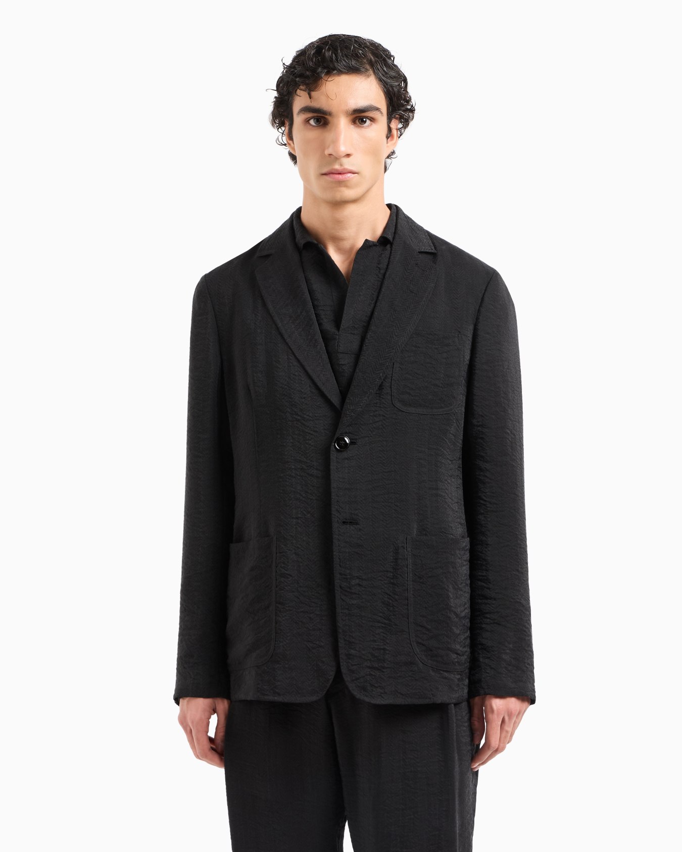 Single-breasted jacket in jacquard cupro Slide 4