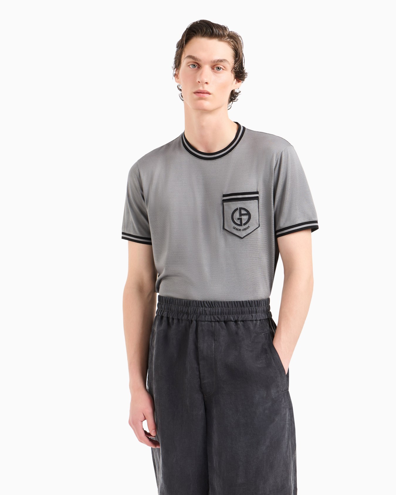 T-shirt in silk piqué jersey Slide 4