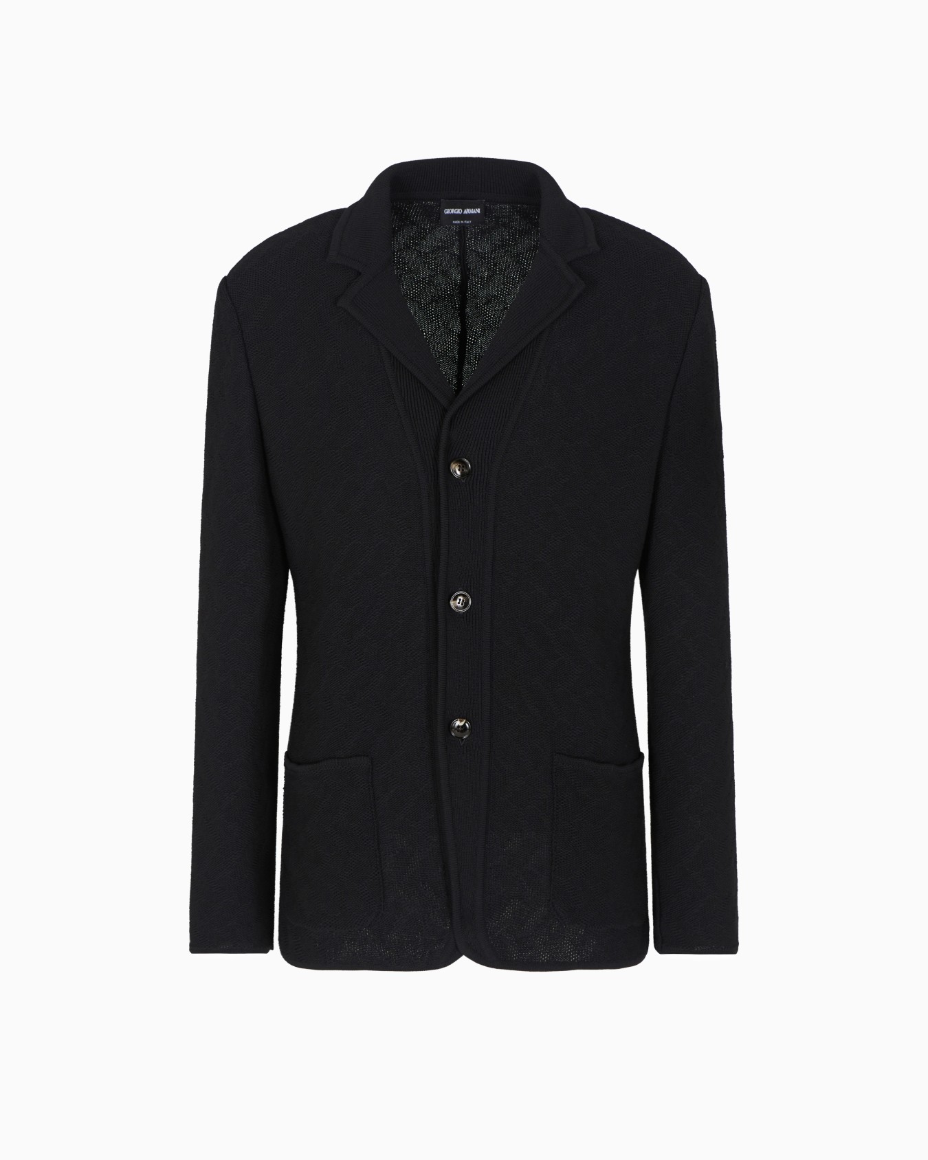 Single-breasted jacket in a jacquard cotton knit Slide 0