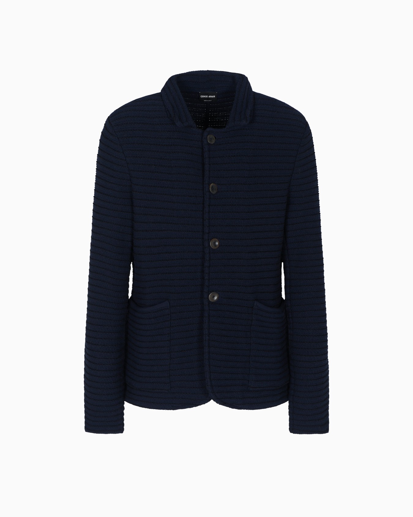 Single-breasted jacket in knit virgin wool and viscose Slide 0