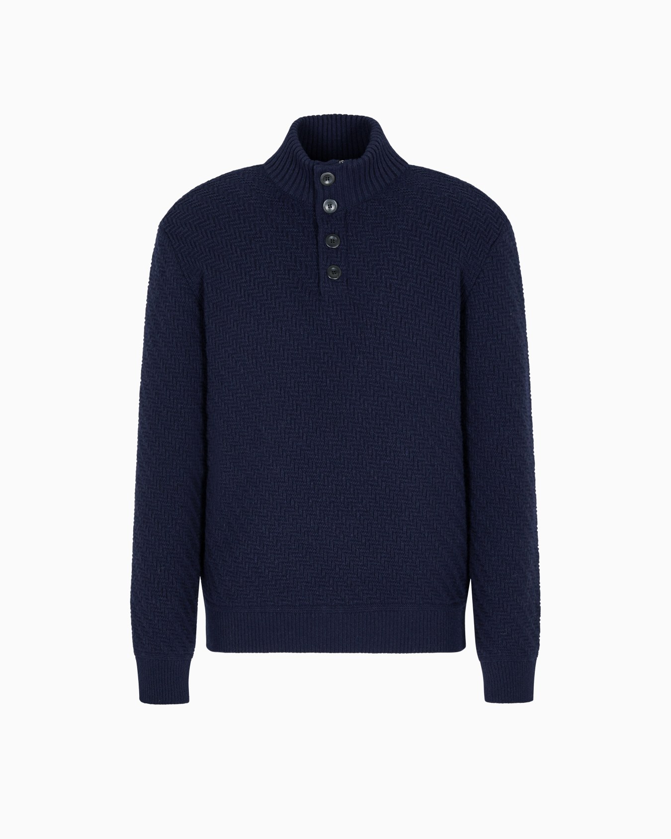 Mock neck jumper in diagonal links-stitch cashmere Slide 0