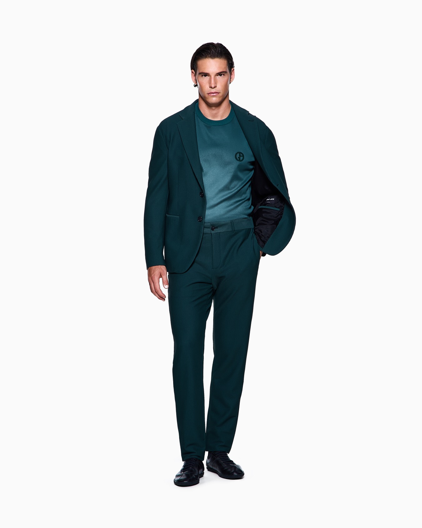 Cotton-interlock T-shirt with GA logo embroidery Slide 1