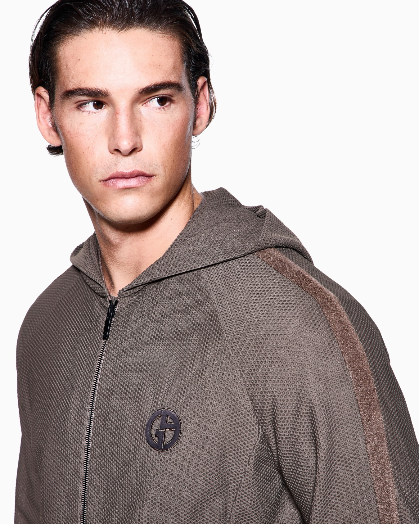 Hooded sweatshirt in technical waffle fabric Slide 4