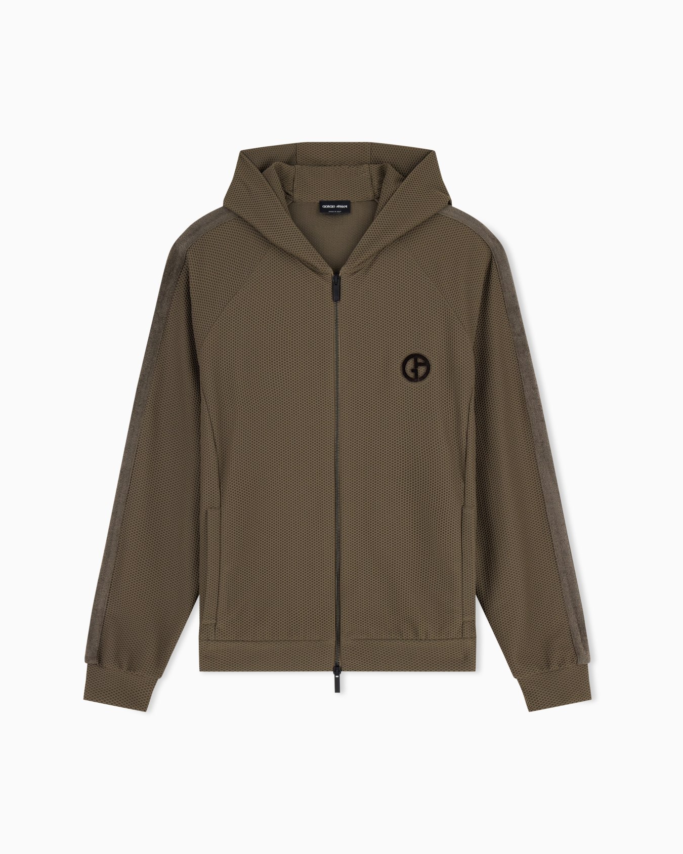 フード付きスウェットシャツ テクニカルワッフルファブリック スライドする 0