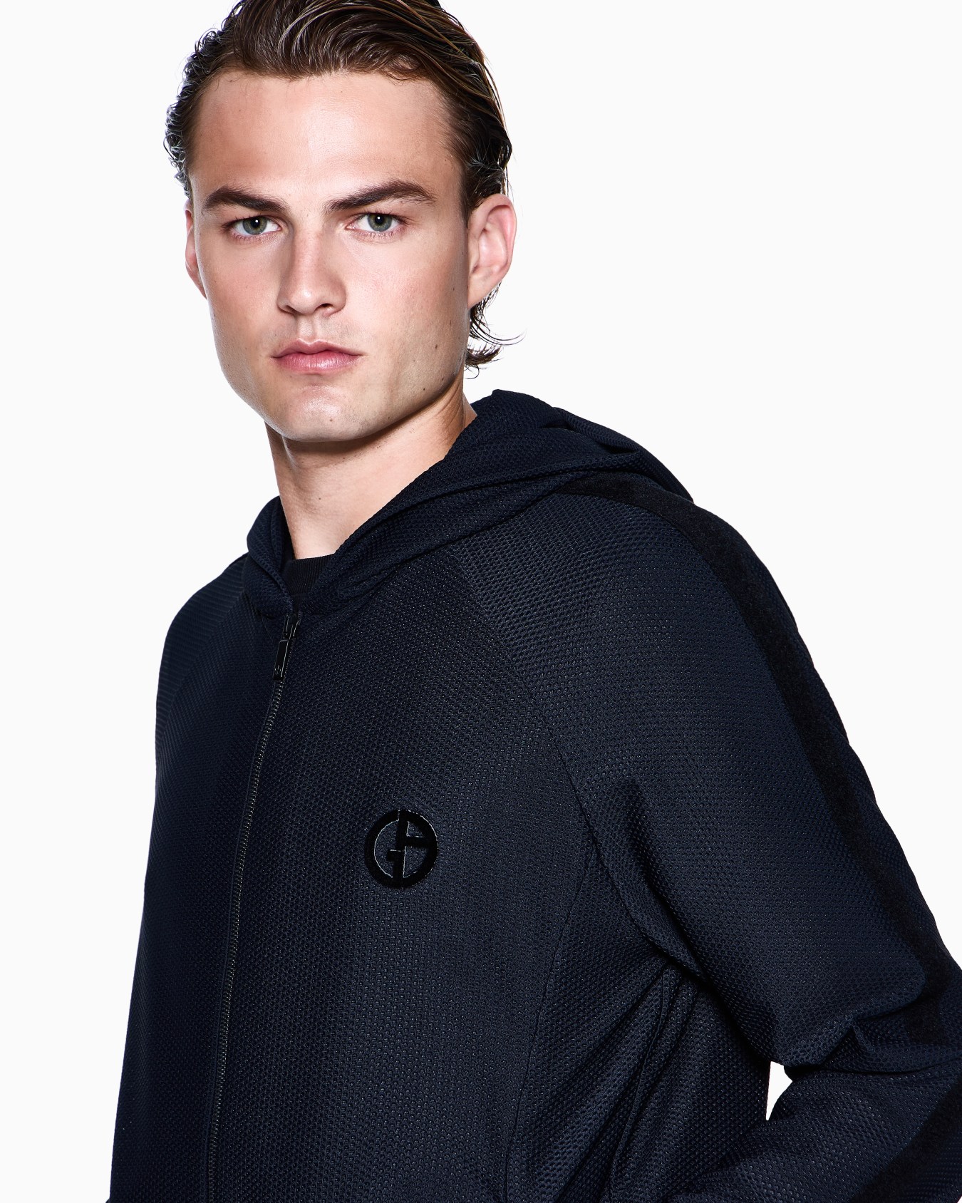 Hooded sweatshirt in technical waffle fabric Slide 4