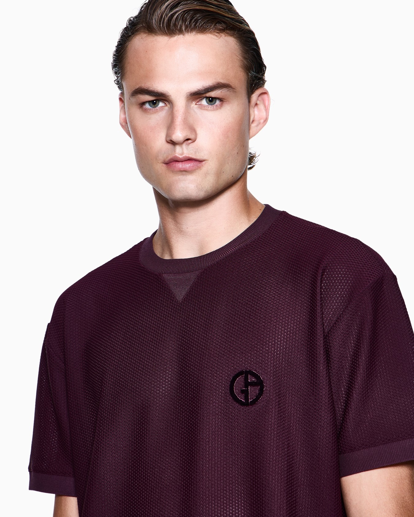 Crew-neck T-shirt in technical waffle fabric Slide 4