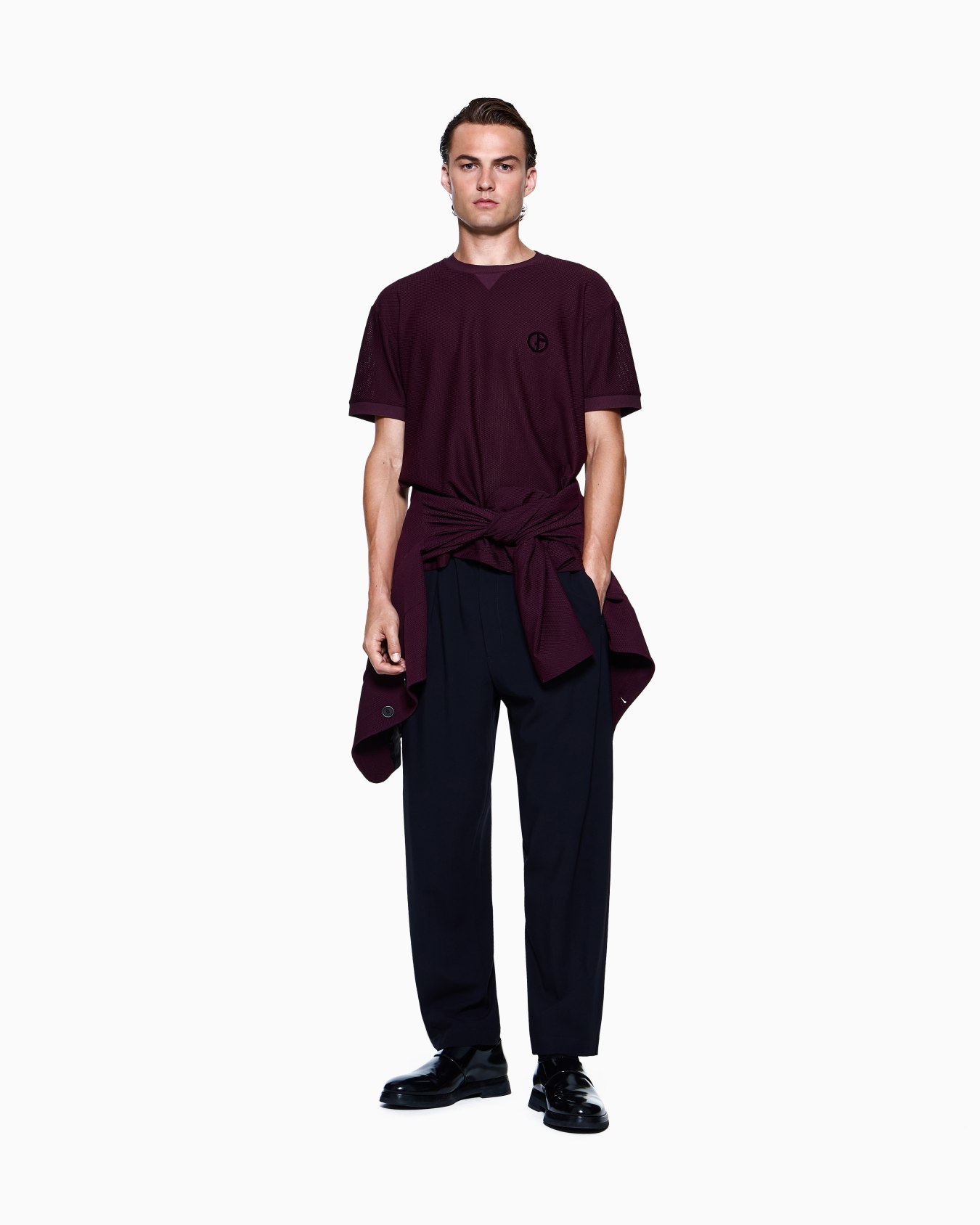 Crew-neck T-shirt in technical waffle fabric Slide 1