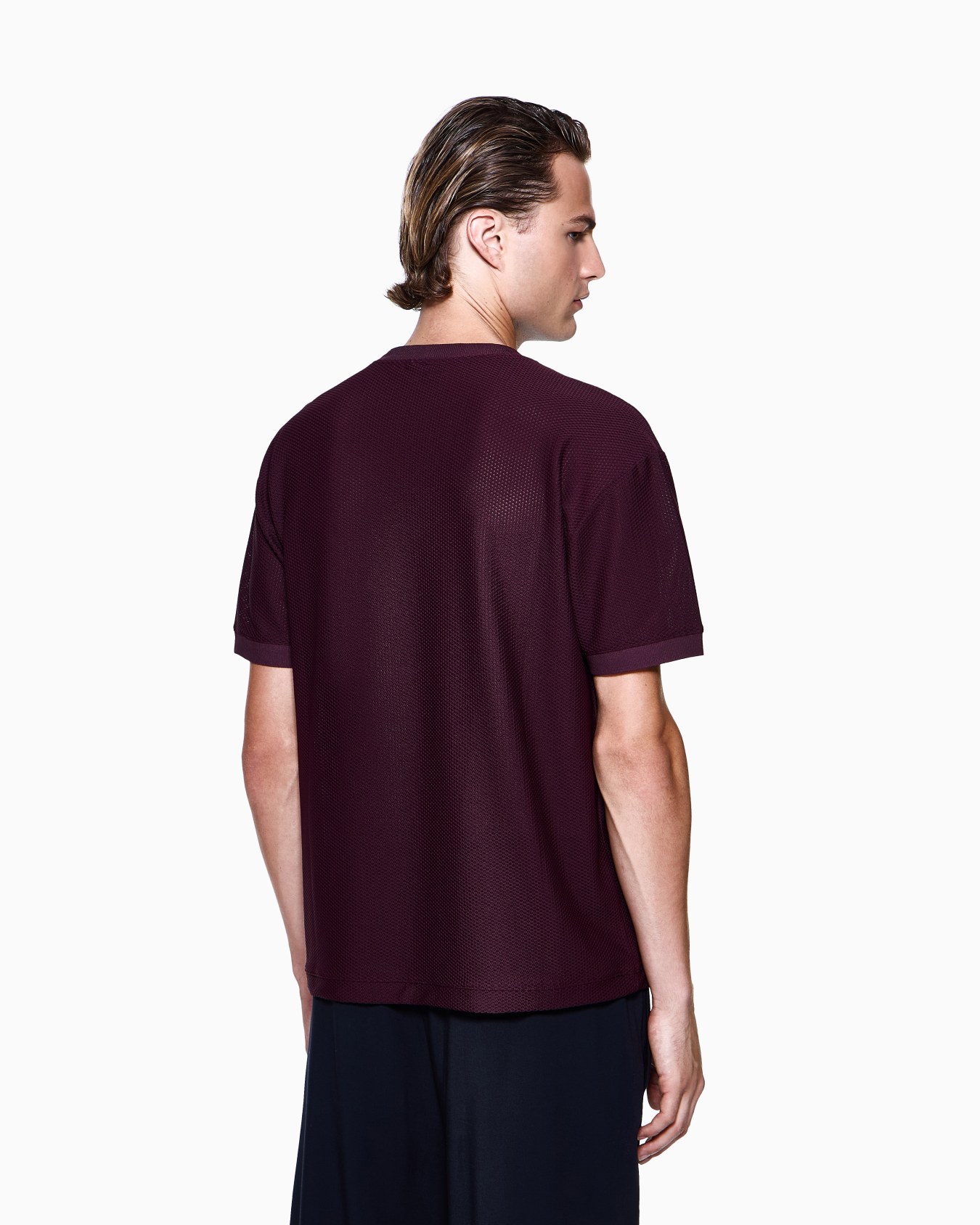 Crew-neck T-shirt in technical waffle fabric Slide 2