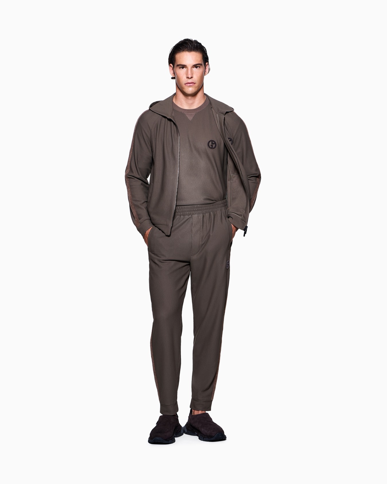 Crew-neck T-shirt in technical waffle fabric Slide 1