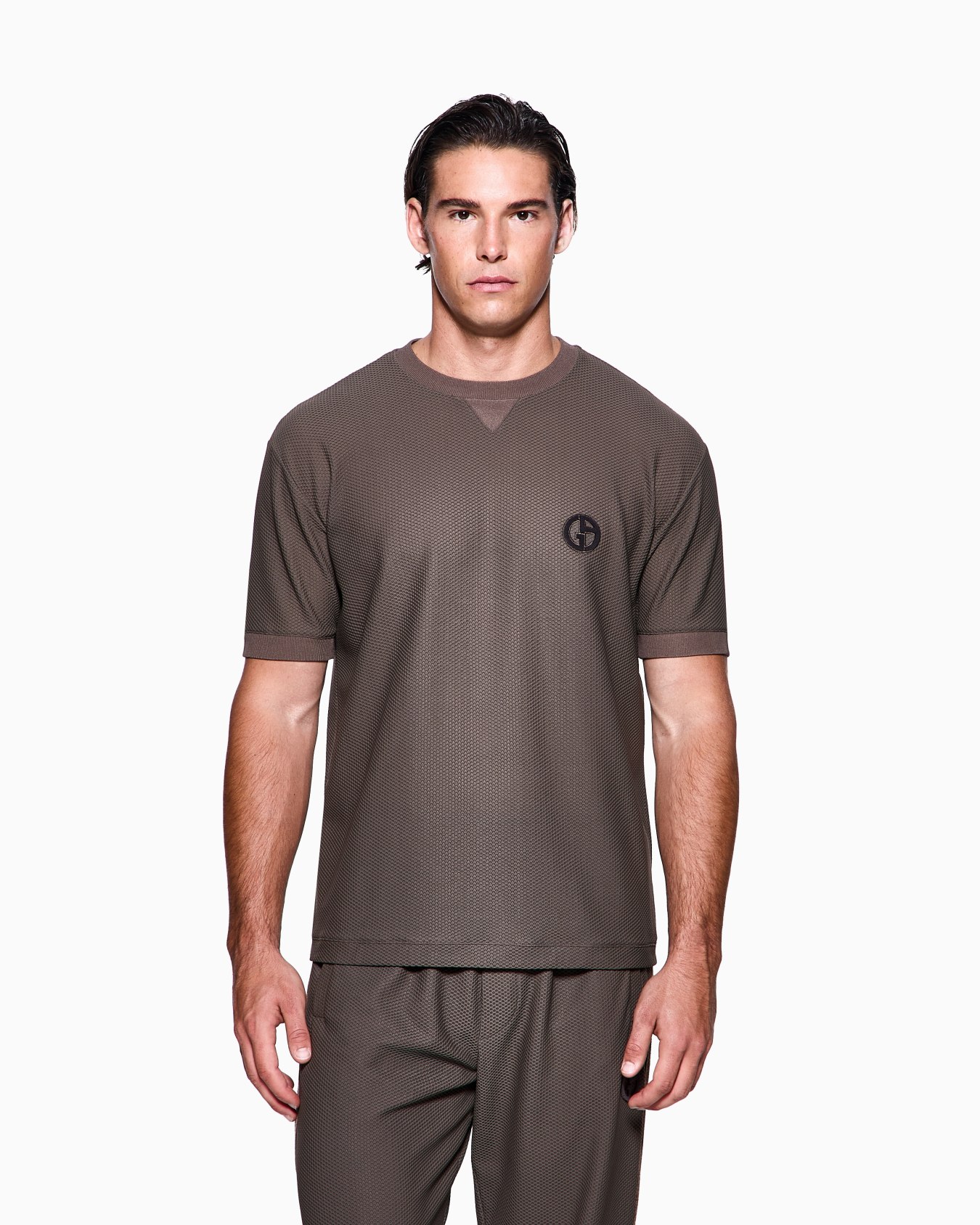 Crew-neck T-shirt in technical waffle fabric Slide 3