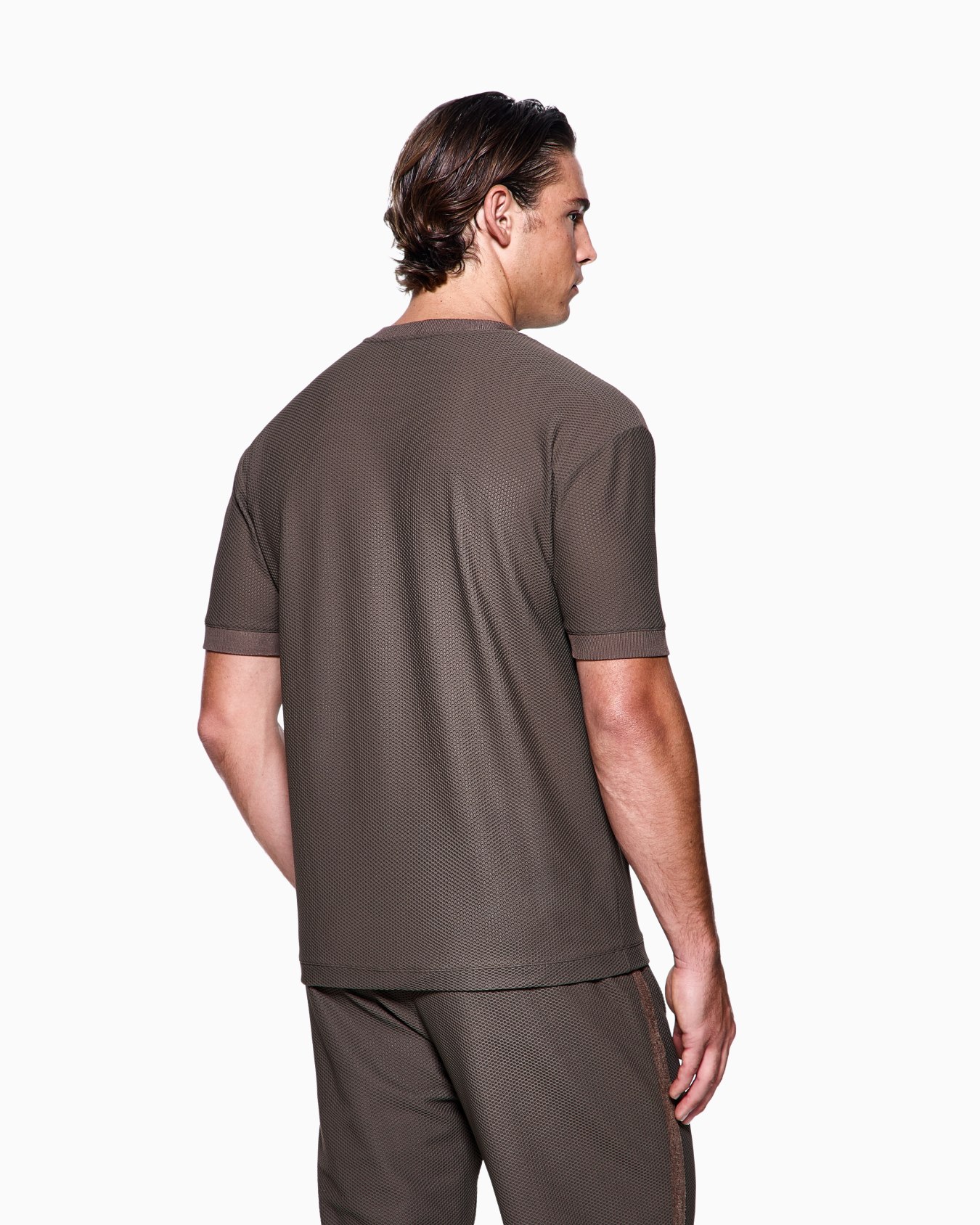 Crew-neck T-shirt in technical waffle fabric Slide 2