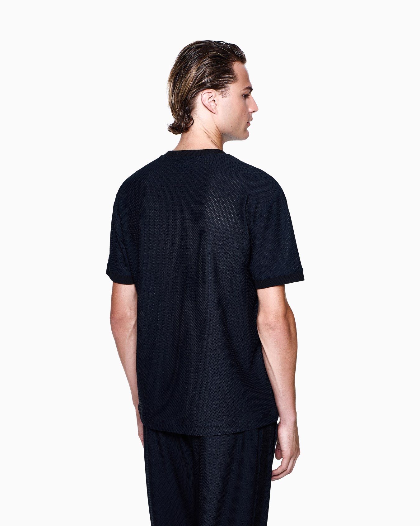 Crew-neck T-shirt in technical waffle fabric Slide 2