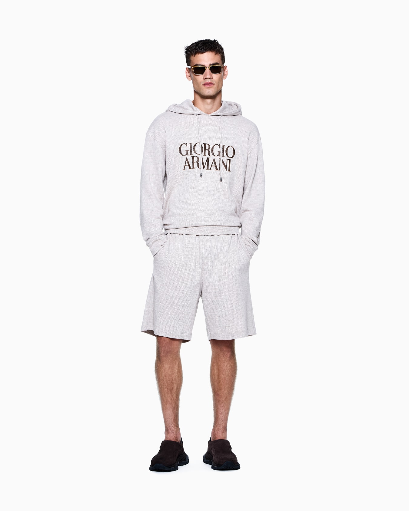 Felpa con cappuccio in jersey di lana, seta e cashmere Slide 1