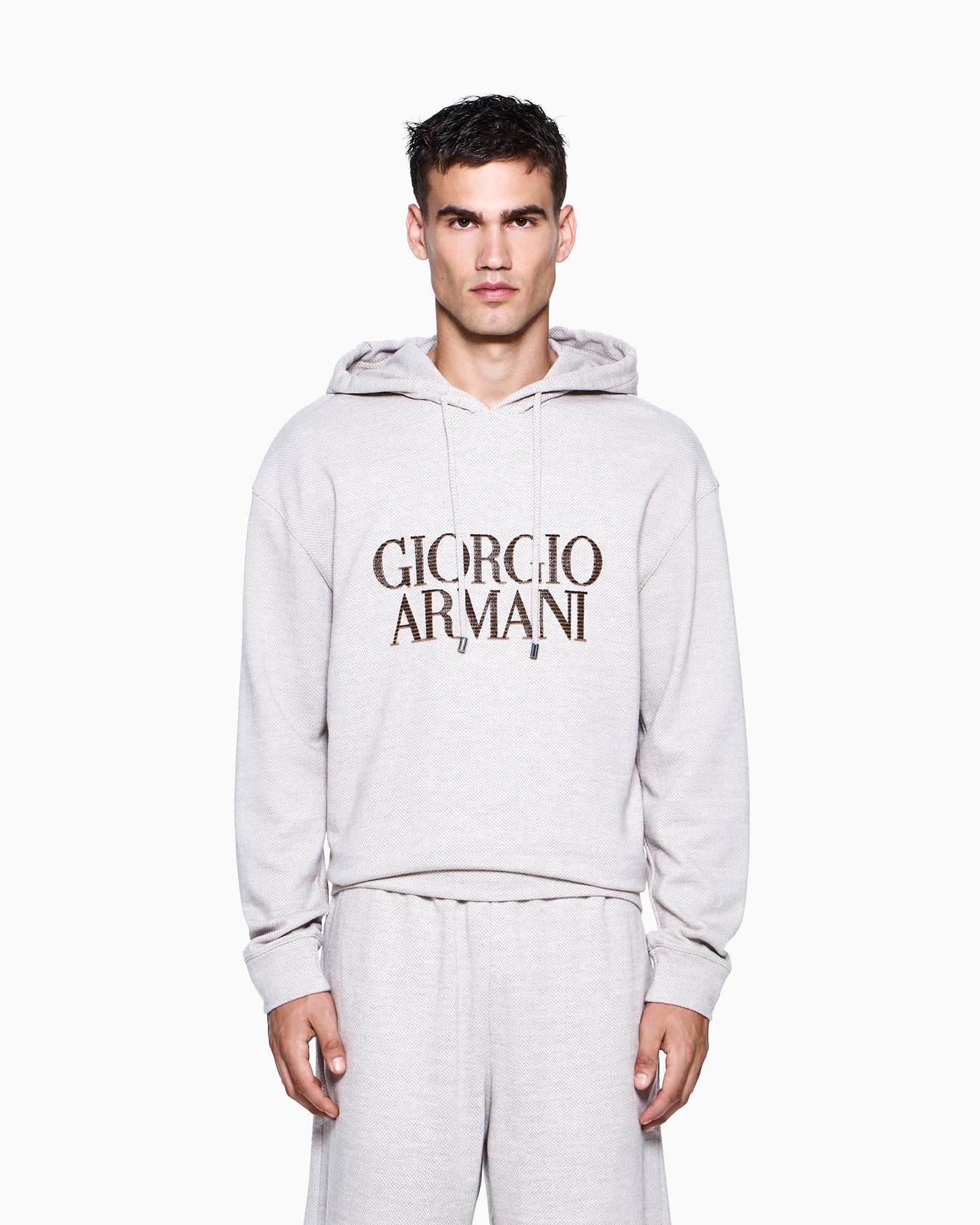 Felpa con cappuccio in jersey di lana, seta e cashmere Slide 3