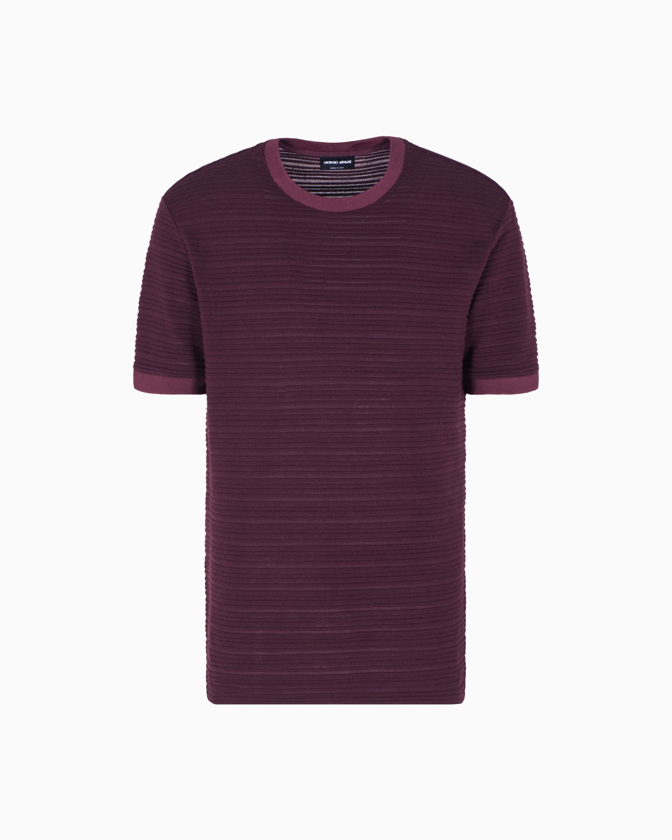 Wool jersey crew-neck T-shirt with a striped motif Slide 0