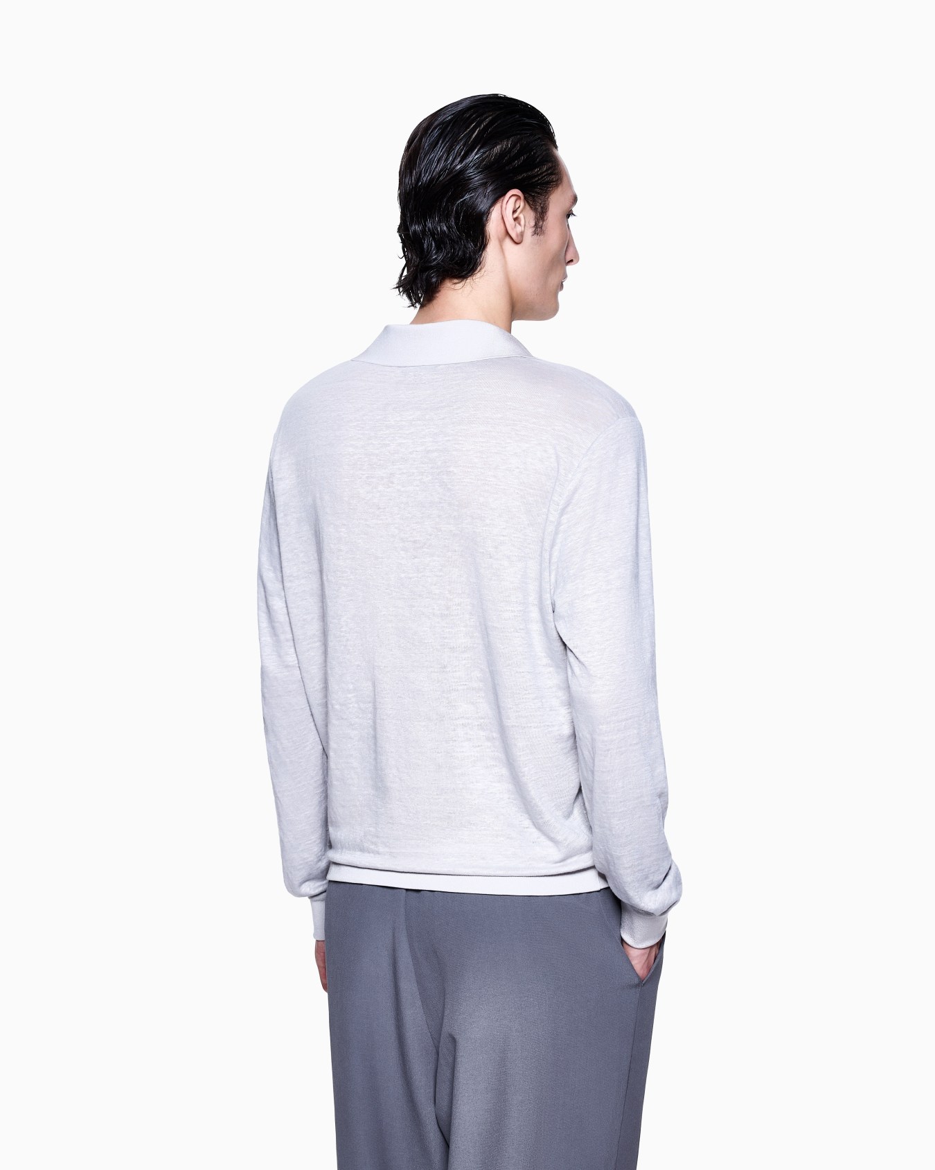 Poloshirt mit langen Ärmeln aus Leinen-Jersey Folie 2
