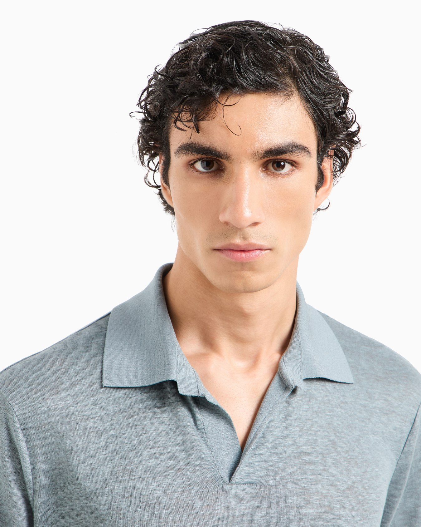 Jersey-Poloshirt mit kurzen Ärmeln aus Leinen Folie 5
