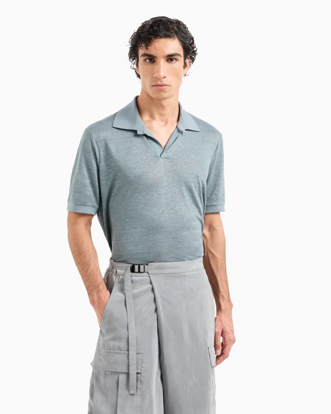 Jersey-Poloshirt mit kurzen Ärmeln aus Leinen Folie 4