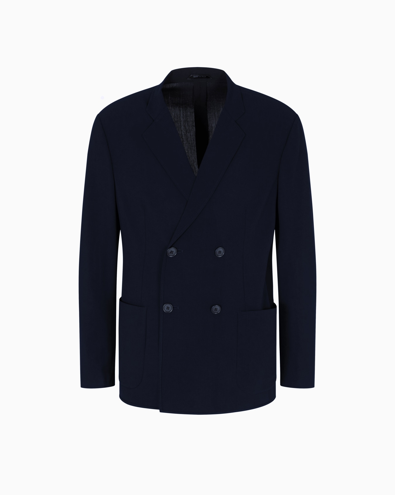 Double-breasted jacket in crêpe virgin wool Slide 0