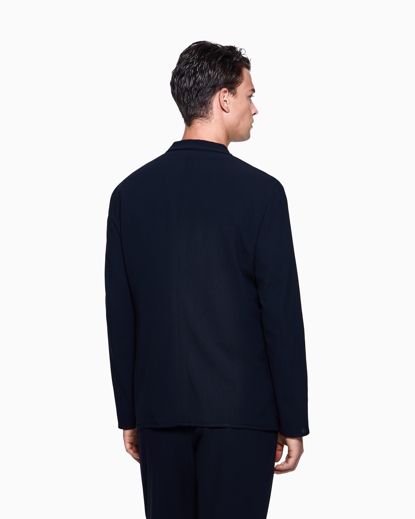 Double-breasted jacket in crêpe virgin wool Slide 2