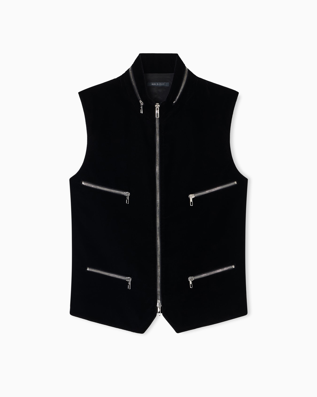 ジップアップジレ ビスコース／キュプラ ベルベット スライドする 0