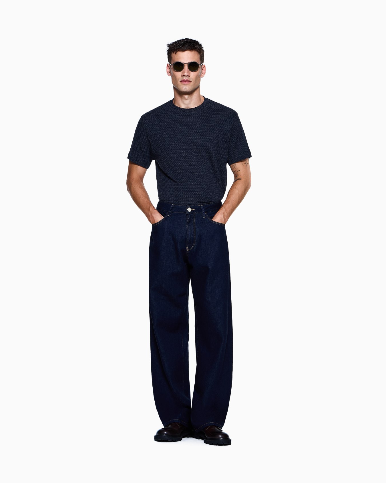 Pantalon 5 poches en denim de coton de luxe Diapositive 1