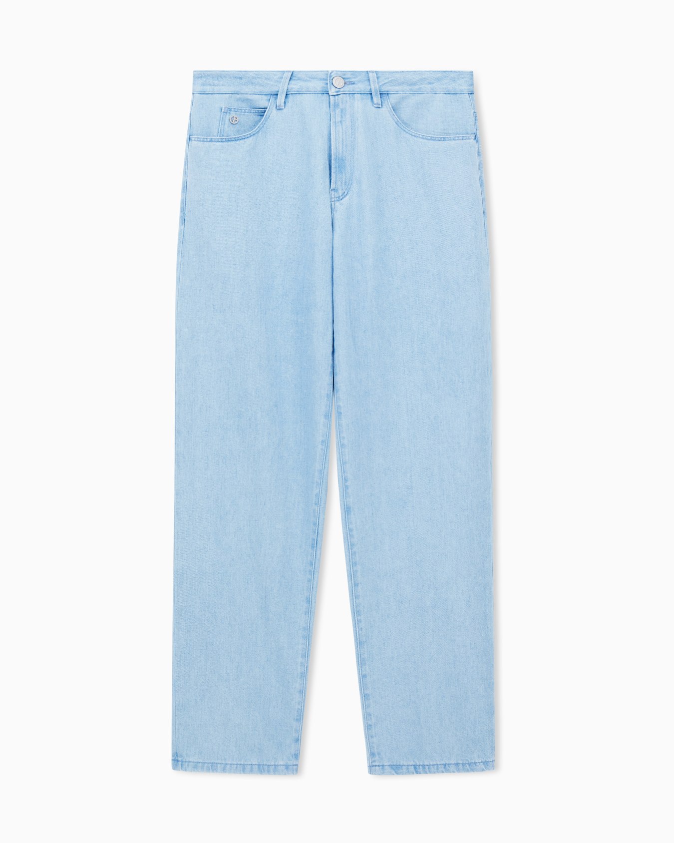 Five-pocket trousers in cotton and linen denim Slide 0