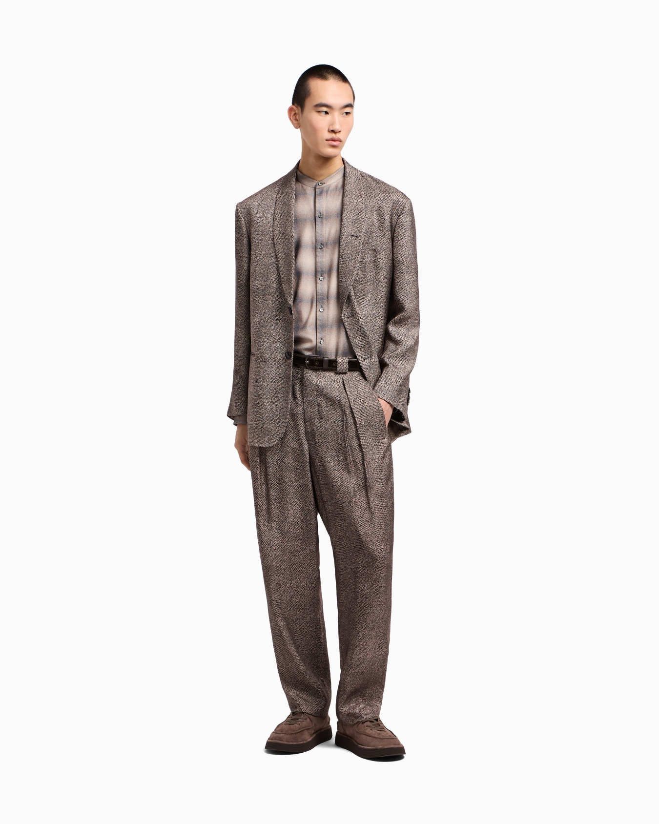 Textured Viscose Pleated Trousers Slide 2
