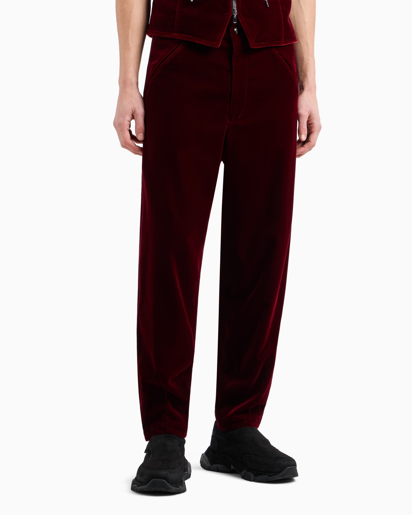 Velvet, flat-front trousers Slide 4