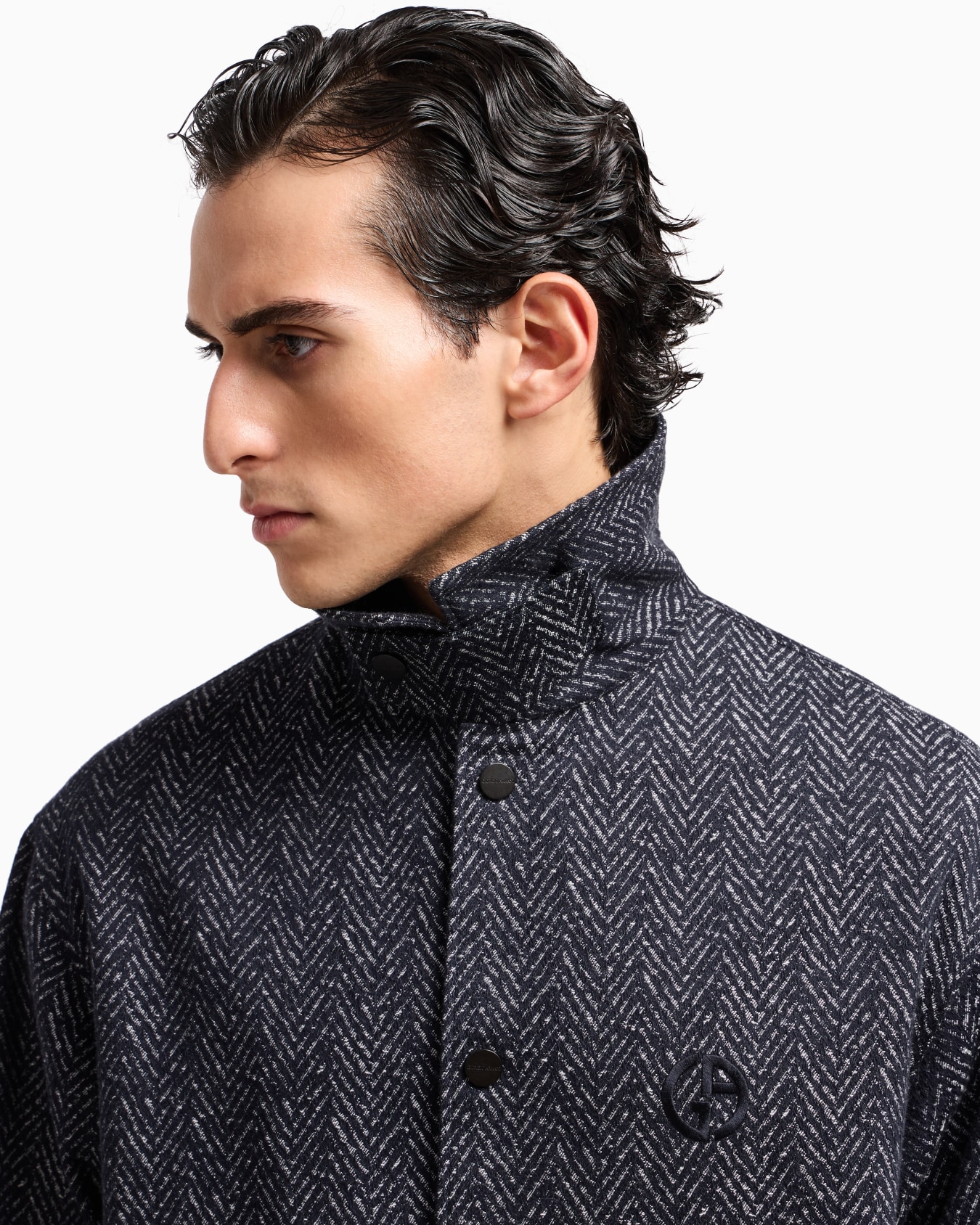 Denim Collection jacquard denim shirt jacket Slide 5