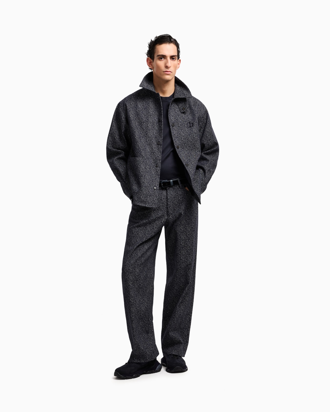 Denim Collection jacquard denim shirt jacket Slide 2