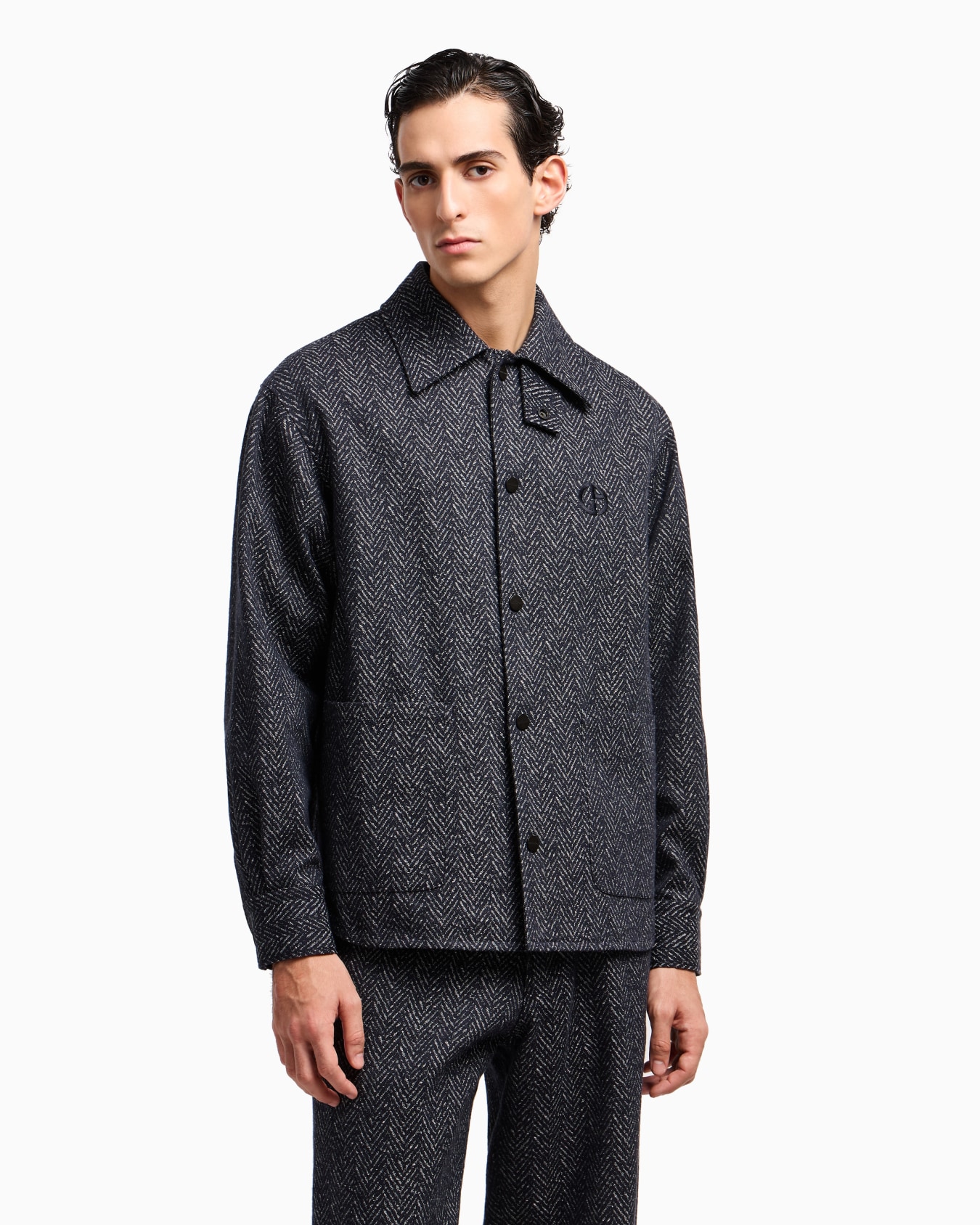 Denim Collection jacquard denim shirt jacket Slide 4