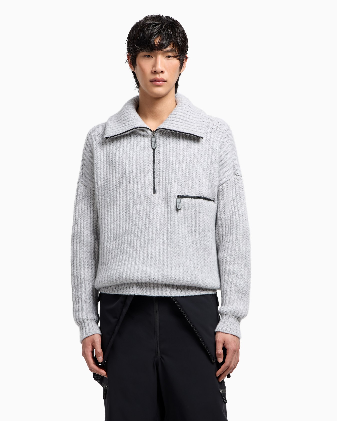 Maglia con zip in puro cashmere Giorgio Armani Neve Slide 4