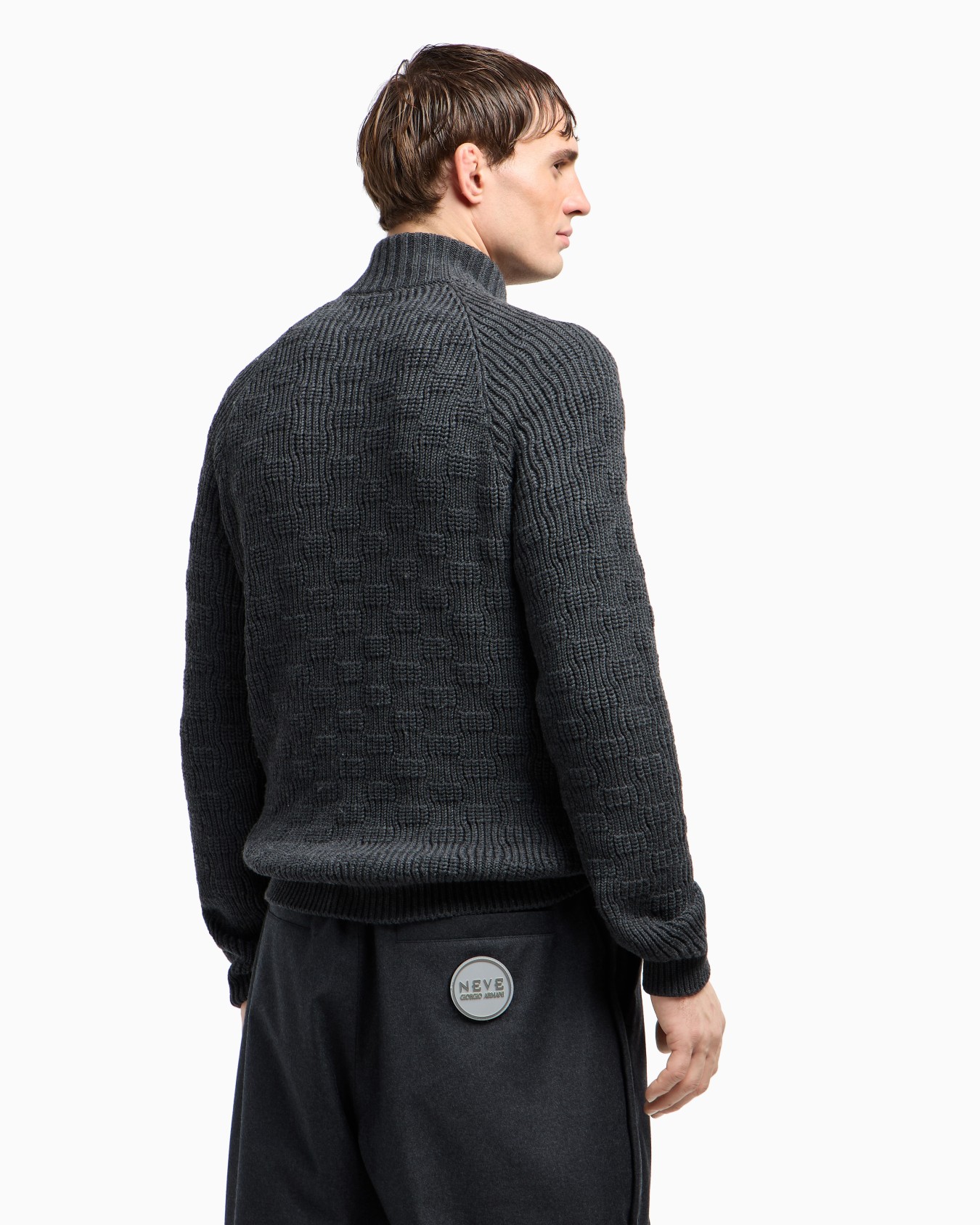 Maglia lupetto con zip in lana vergine Giorgio Armani Neve Slide 3