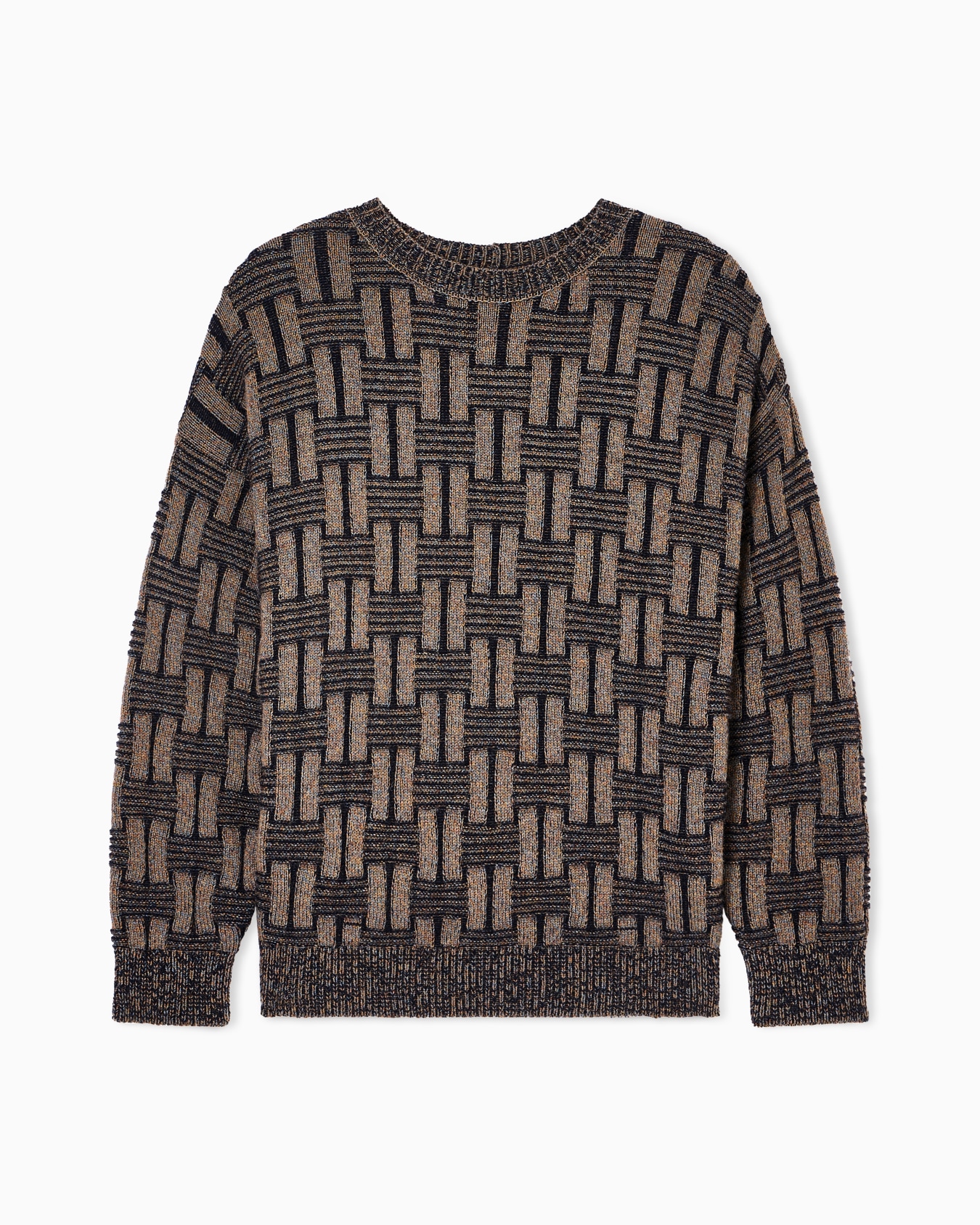 Textured Camel Wool Crewneck Sweater Diapositiva 0