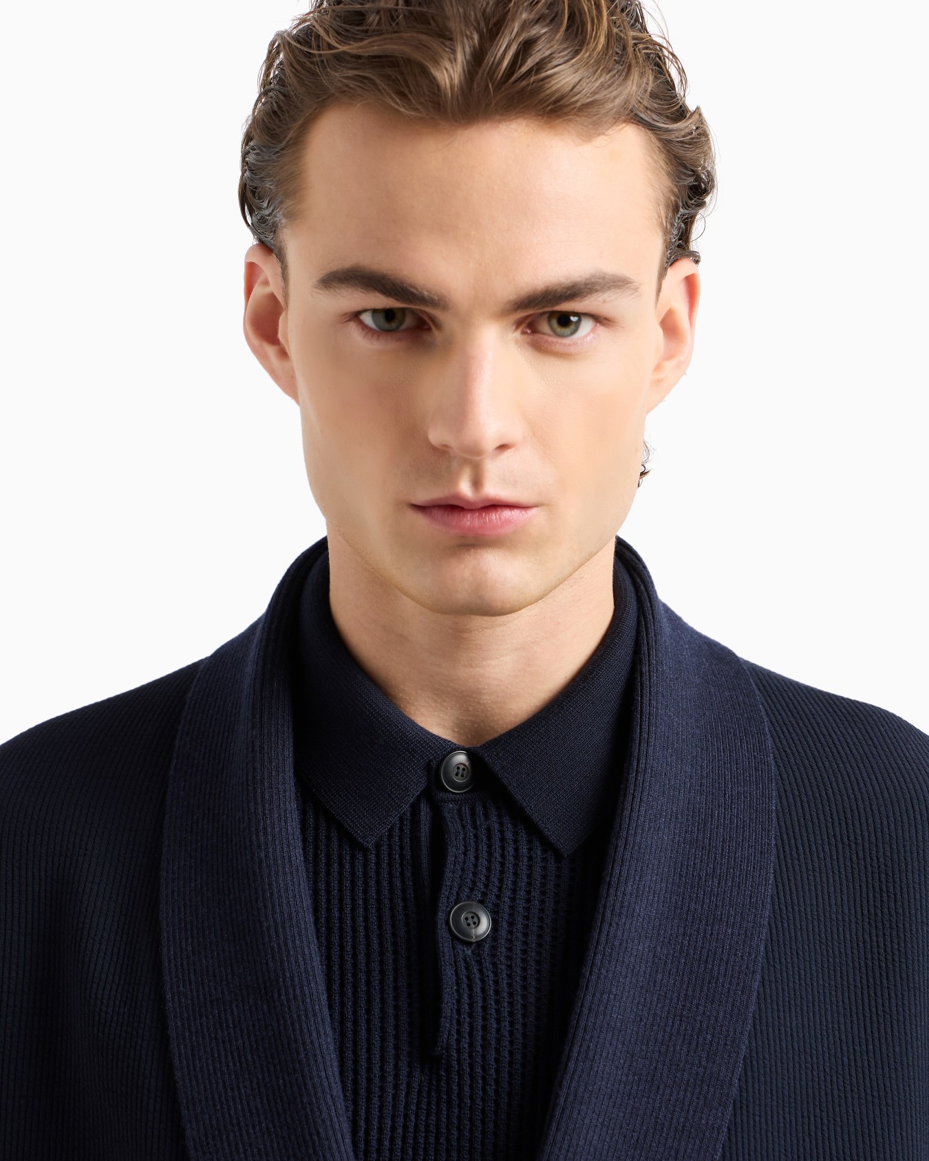 Long-sleeved polo shirt in virgin wool and cashmere Slide 5