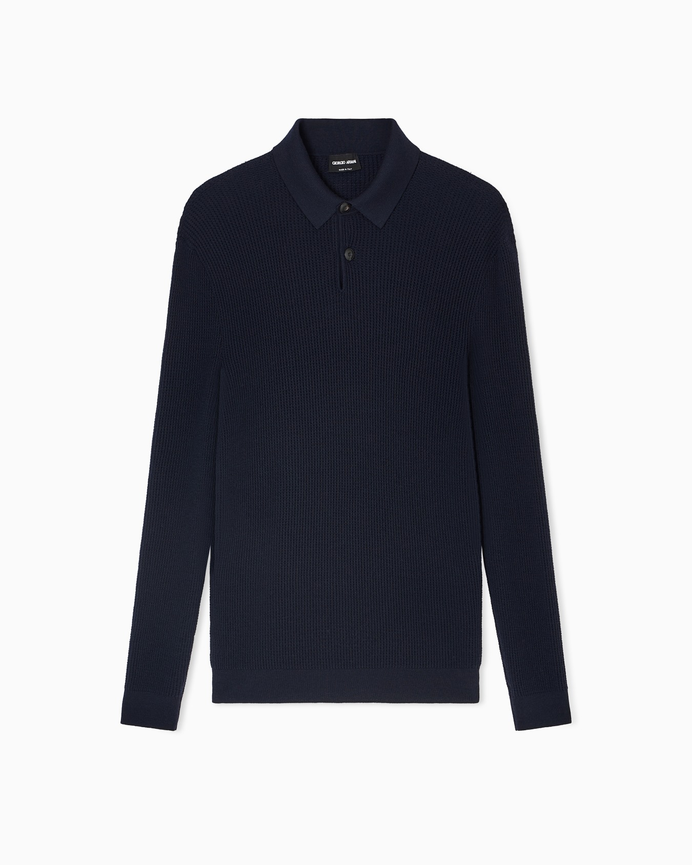 Long-sleeved polo shirt in virgin wool and cashmere Slide 0