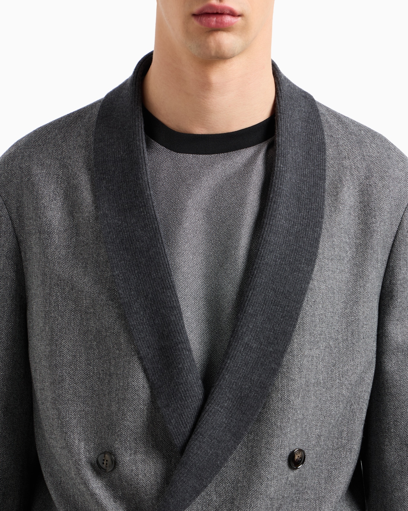 Double-breasted jacket in chevron wool and cashmere Slide 5