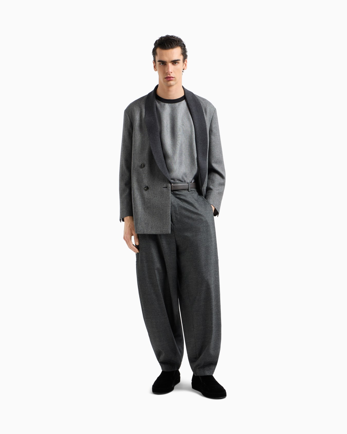Double-breasted jacket in chevron wool and cashmere Slide 2