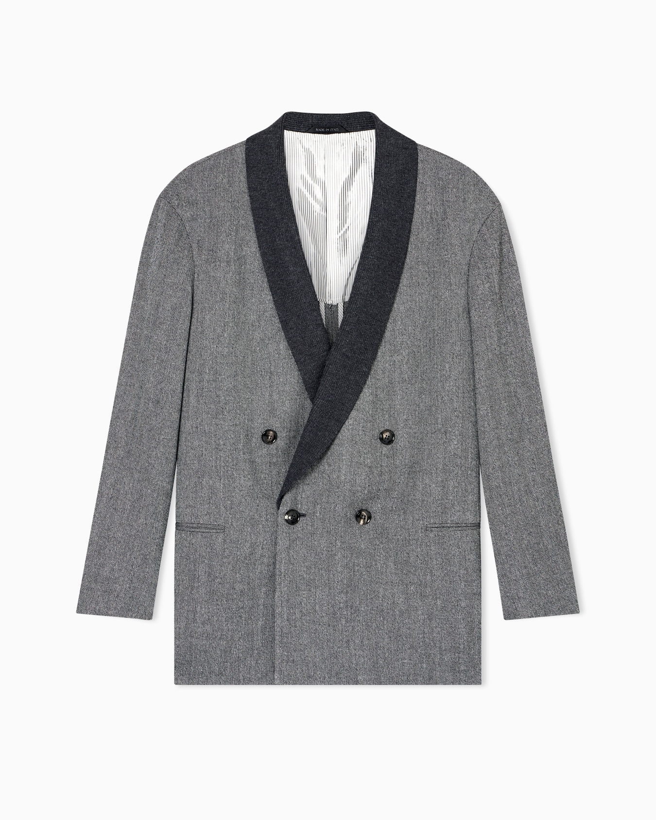 Double-breasted jacket in chevron wool and cashmere Slide 0