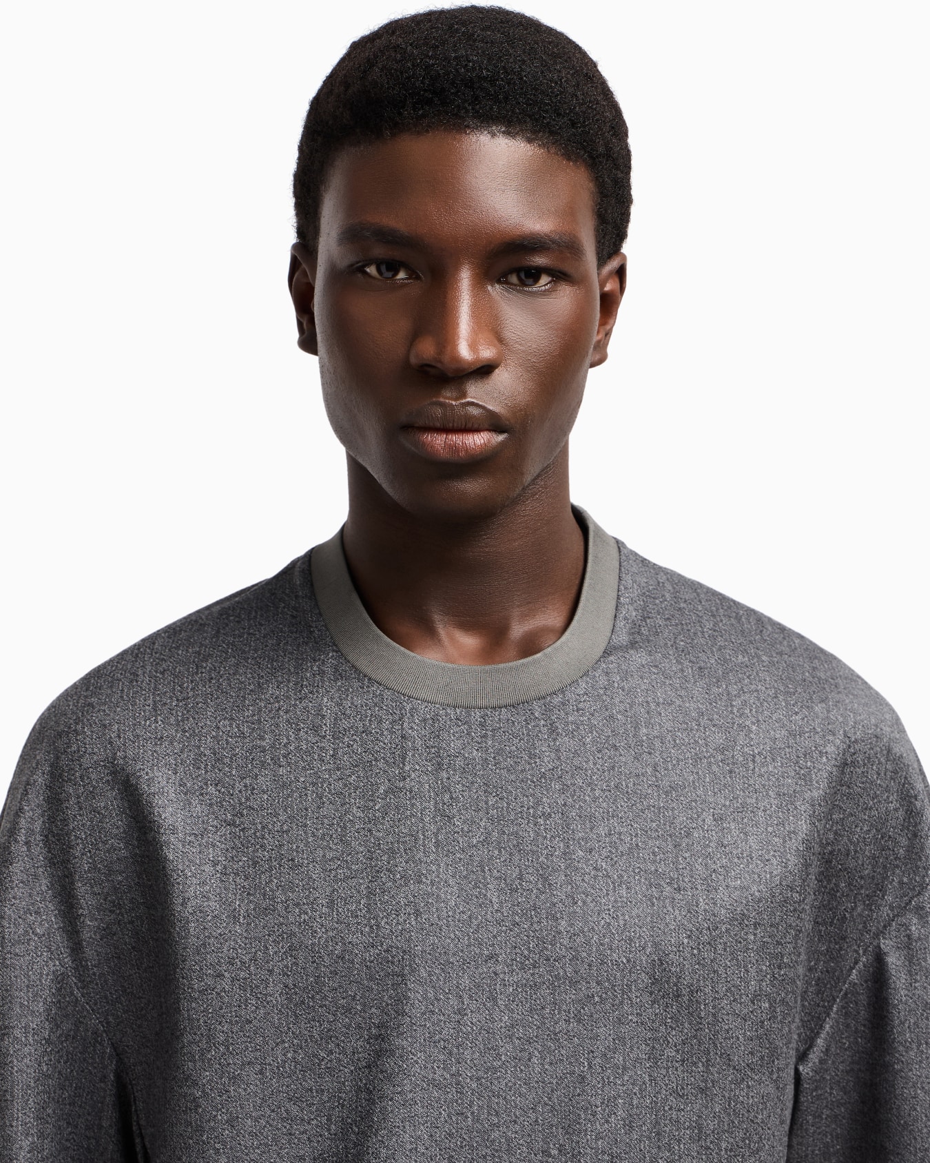 Crew-neck shirt in mélange virgin wool Slide 4